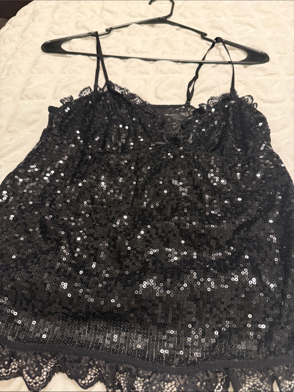 Victoria's Secret Black Sequin Lace Cami